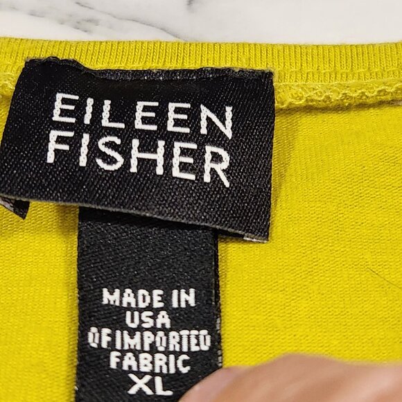 Eileen Fisher Yellow Short Sleeve Top Cotton Blend Womens Size XL - Picture 8 of 10